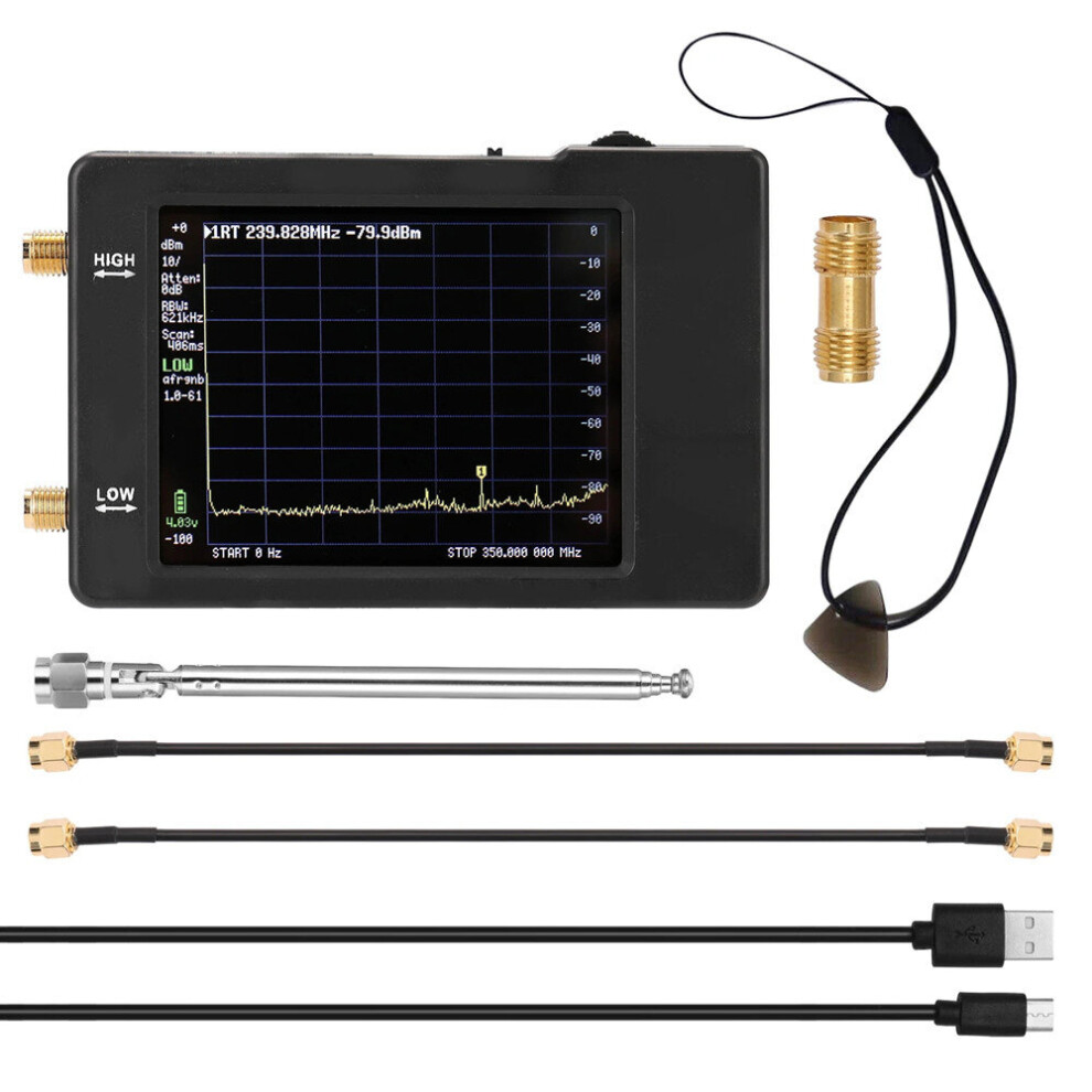 100Khz-350Mhz 2.8 Inch Handheld Two Inputs Tiny Spectrum Analyzer Touch Screen Spectrum Analyzer 100 Khz-350Mhz Input Frequency 623414352611