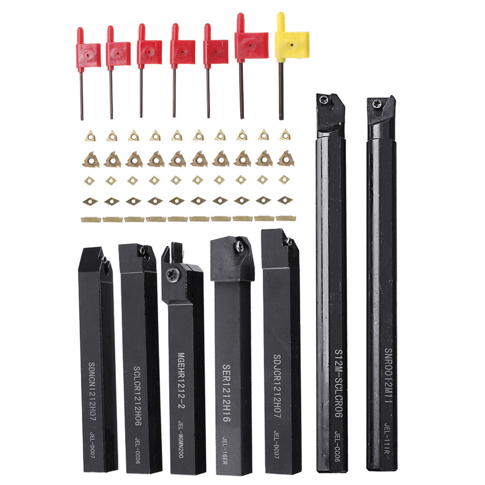 Drillpro Ct-12 50Pcs Carbide Inserts With 7Pcs 12Mm Shank Lathe Turning Tool Holder Dcmt070204 Ccmt060204 Mgmn200 623414352789