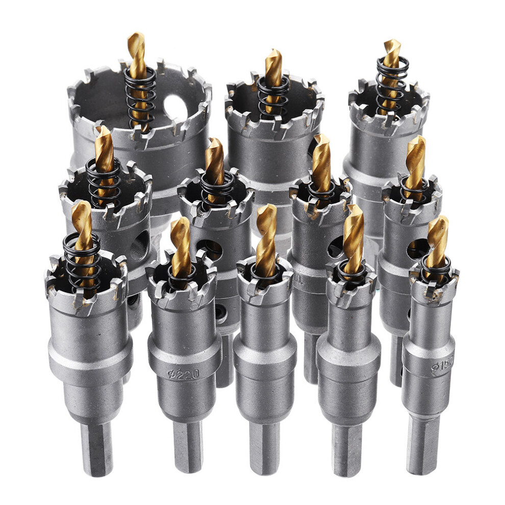 Drillpro 12Pcs 15Mm-50Mm Upgrade M35 Titanium Coated Hole Saw Cutter For Stainless Steel Aluminum Alloy 623414352949