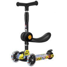 Kids Kick Scooter Adjustable Height 3-in-1 Flashing Wheel Toddler Scooters Lean-to-Steer Growth Walker Scooter for 3-10 Years Old