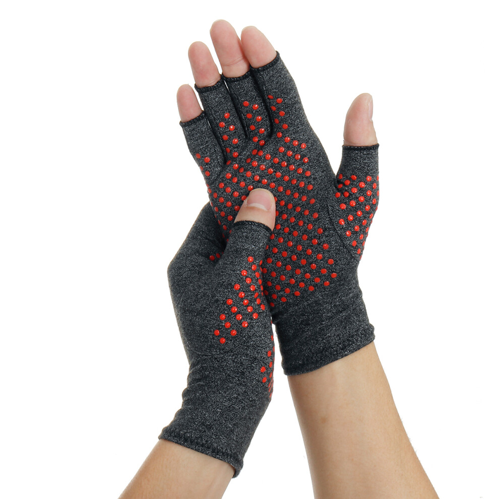 Black/Grey/Red 1 Pair Compression Arthritis Gloves Arthritic Joint Pain Relief Hand Gloves Therapy Open Fingers Compression Mittens