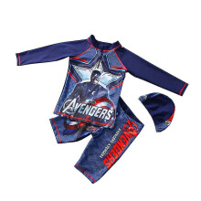 (L) Swimsuit Boy Two Pieces Suit Beachwear 2023 Children Cool Cartoon Print Swimwear 3-9 Year Kid Long Sleeve Bathing Suit