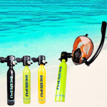 DEDEEP 0.5L Scuba Diving Tank with Snorkel Mask Double Tube Snorkel Mask 360 Rotation Mini Portable Swimming Luminous Waterproof Table Equipment