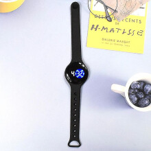 (Black) Kids Digital Sport Watch Outdoor Waterproof Watch Electronic Wristwatch Cute Colorful For Boys And
