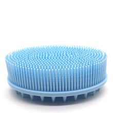 (Light Blue) Silicone Body Brush Baby Shower Shampoo Massage Bath Brush