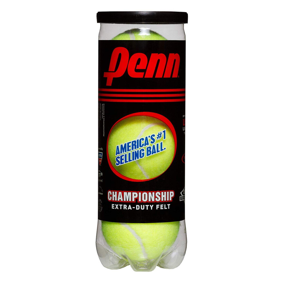 Penn Championship Tennis Balls - Extra Duty Felt Pressurized Tennis Balls - 6 Cans, 18 Balls