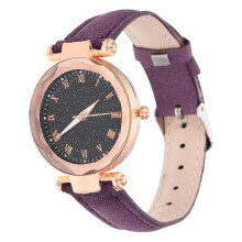 (Purple) Women Watch Female Leather Watch Girls Casual Watch Fashion Wrist Watch