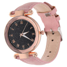 (Pink) Women Watch Female Leather Watch Girls Casual Watch Fashion Wrist Watch