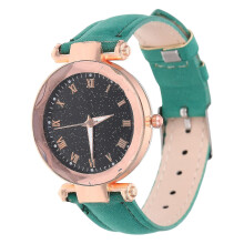 (Green) Women Watch Female Leather Watch Girls Casual Watch Fashion Wrist Watch