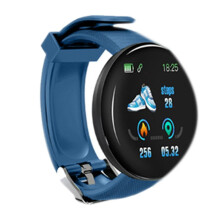 (Blue) D18 Round Screen For Smart Bracelet Color Screen Sleep Monitoring Waterproof