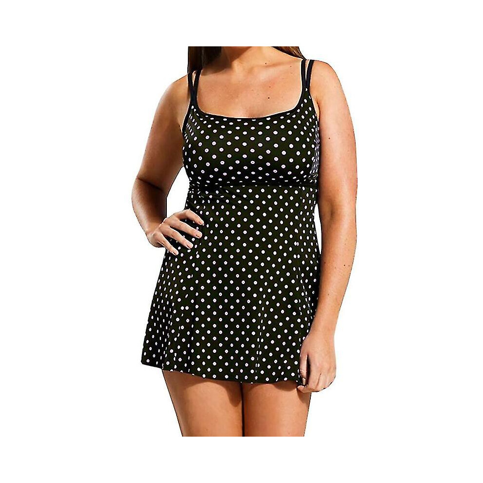 (XL, Polka Dots) Women Monokini Swimsuit Skirted Swimwear Swim Dress Bathing Suit Beachwear Plus Size