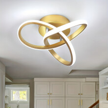(Gold) Modern LED Ceiling Light - Sleek Recessed Fixture for Living Room, Office, Cafe, and More - Includes Installation Hardware, Metal Construction,