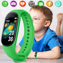 (green) Children's Wrist Watches Waterproof Adult Kids Tracker Heart Rate Blood Pressure Monitor Smart Bracelet Sport Smartband
