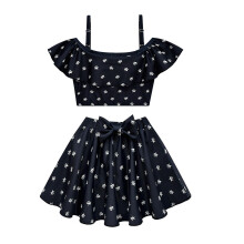 (SIZE 130CM-5-6Y, Design A) Girls' Summer Split Swimsuit Adams Family Girls' One-shoulder Swimsuit Wig Set