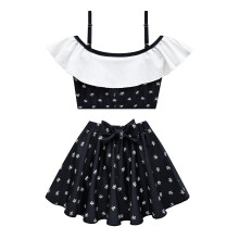 (SIZE 120CM-4-5Y, Design B) Girls' Summer Split Swimsuit Adams Family Girls' One-shoulder Swimsuit Wig Set