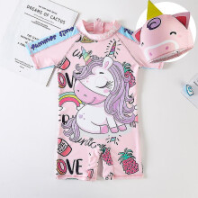 (2XL) Cute Cartoon Girl Surfing Suit Ins Girl Swimming Trunks Small And Medium-sized Children's Baby Quick-drying Sunscreen Children's Swimsuit