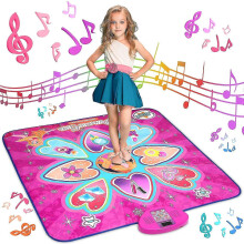 (A, pink) Dance Mat For Kids - 7 Game Modes, 10 Challenge Levels, 10 Built-in Music And Led Lights,100% New