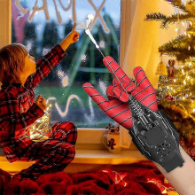 (Black) Spiderman Web Shooter Launcher String Toy Electric Reel In Spider Web Shooters Kids Spider Silk Gloves Role Playing Toy