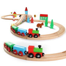 Sainsmart Jr. Train Wooden Set para crian   a com trilhos de trem duplo se encaixam