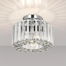 (HXK400) Modern Crystal Chandelier - Polished Metal Finish, Semi-Flush Mount Recessed Ceiling Light with Up-and-Down Light Direction, Switch Control