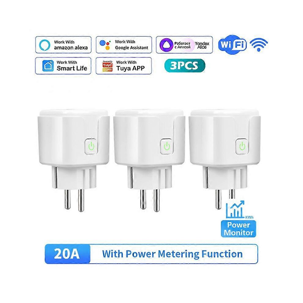 (3Pcs 20A Tuya Zigbee) 16A 20A Eu Wifi Zigbee Smart Plug With Power Metering Function Tuya/Ewelink App Control 3247719336335