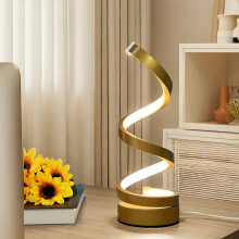 (Golden) Spiral Lamp Is Suitable For Office, Bedroom, Living Room, Friends Give Gifts, USB Connection Is Easy To Use