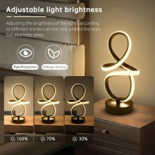 (1pc) Adjustable 3-Color LED Desk Lamp with USB - Energy-Efficient, Dimmable Bedside Reading Light, Black Spiral Design for Artistic Decor