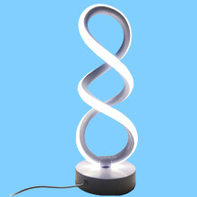 (White) Spiral LED Table Lamp, Dimmable Modern Touch Control Desk Light, Metal Power Supply, Button Switch, Indoor Bedroom, Living Room, Office, Bar Decor