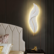 (Resin) Modern LED Wall Sconce - Elegant Feather Design, Resin Lamp Shade, Oil Rubbed Semi Flush Mount