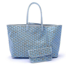 (Light Blue) Women's Pu Tote Bag Portable Capacity Shoulder Bag Waterproof Beach Pocket
