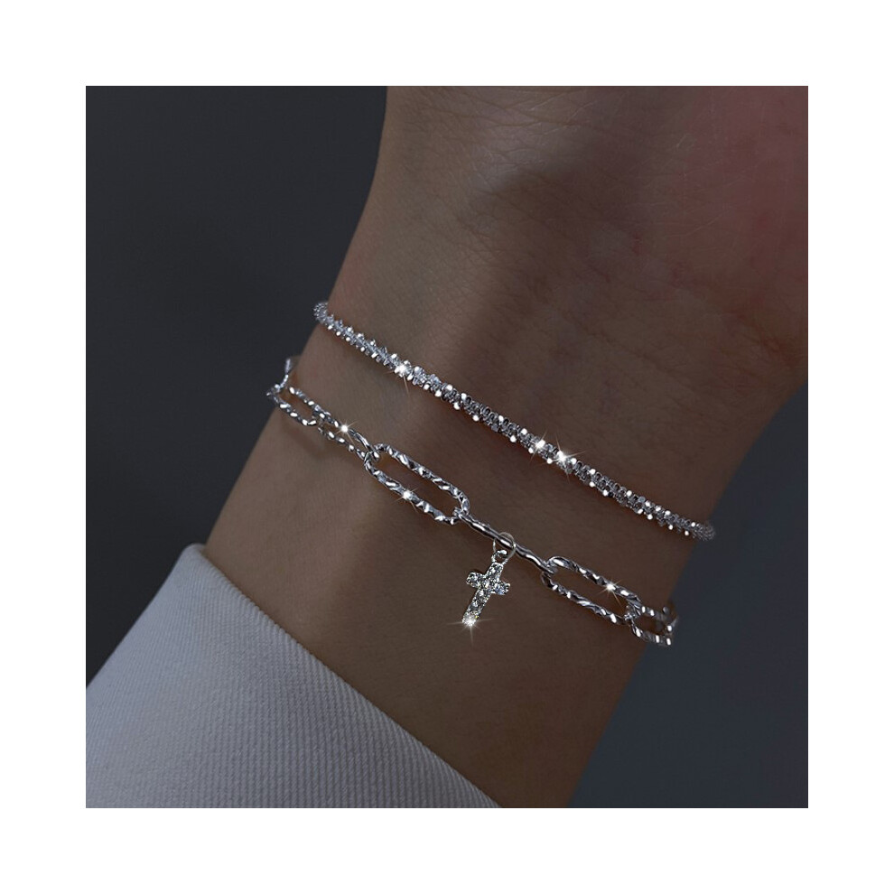 (AY5862001) Fashion Silver Color Sparkling Adjustable Bracelets for Women Elegant Gypsophila Fine Bracelet