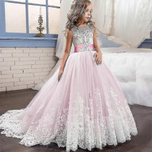 (140 (7-8T), pink4) 2023 Summer Girls Dress Long Bridesmaid Kids Dresses For Girls Children Princess Dress Party Wedding Dress 3 10 14 Years