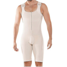 (2XL, Beige) Body Shaper For Men Slimming Compression Garment And Post Surgical Shapewear,plus Size