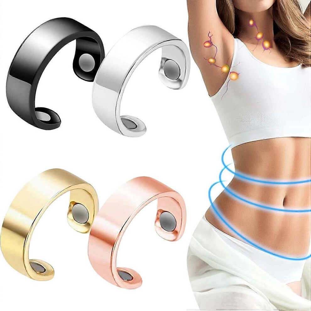 Lymphatic Drainage Ring, 4 PCS Lymphatic Drainage Therapeutic Magnetic Ring, Pain Relief & Reduce Fatigue