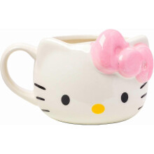 Silver Buffalo Sanrio Hello Kitty Pink Bow Ceramic 3d Sculpted Mug, 20 Ounces