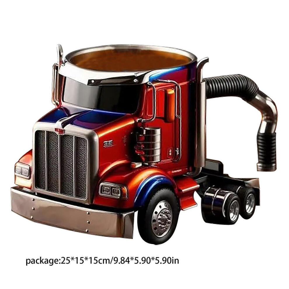 (Red Mug) Handcrafted Truck Coffee Mug,Semi-Truck Coffee Mugs,Semi Truck Shaped Coffee Mug
