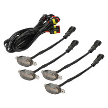 4X LED-Tagfahrleuchten im Raptor-Stil mit getönten Gläsern und bernsteinfarbener Frontgrill-Beleuchtung