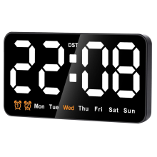 Digitale wandklok, 9 inch LED digitale klok (wit)