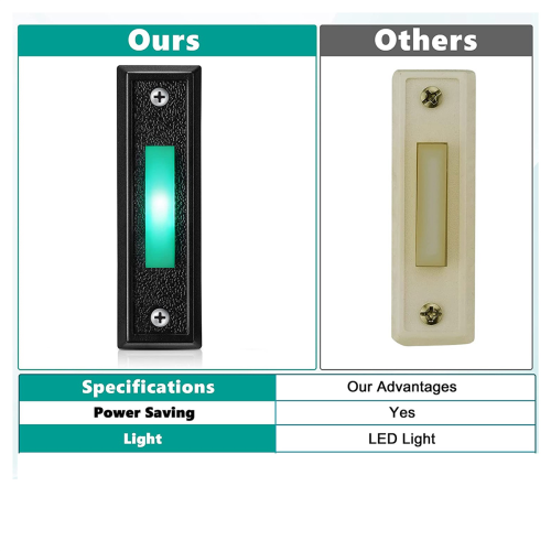 1 bouton de sonnette filaire avec lumière LED, remplacement de la sonnette 1