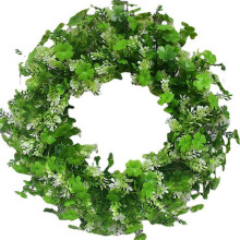 St Patricks Day Shamrock Wreath for Front Door,St Patrick Day Artificial Wreath Outdoor Decorations, Lucky Clover Spring Greenery Hanging for Farmhous