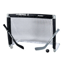 Franklin Sports NHL Youth Mini Hockey Goal + Stick Set - Kids Knee Hockey Goal, Sticks + Foam Mini Balls - (1) Goal, (2) Mini Sticks + (2) Balls Inclu
