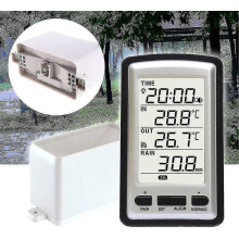 Electronic Rain Gauge, Wireless Portable High Accuracy Radio Controlled Digital Rain Gauge Rain Gauge Measuring Tool Thermometer Humidity Me