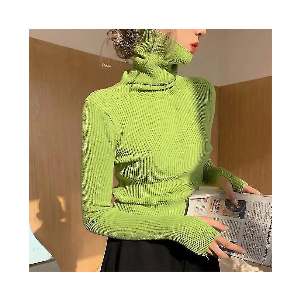 (XXXL 65kg-70kg, White) Women Heaps Collar Turtleneck Sweaters Autumn Winter Slim Pullover Women Basic Tops Casual Soft Knit Sweater Soft Warm Jumper-image-OPC-PFVZC8Z-NEW