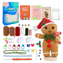 (Ginger) Cute Xmas Theme Elk Ginger Xmas Tree Christmas Crochet Kit for Beginners with Crochet Yarn Adults Xmas Gift