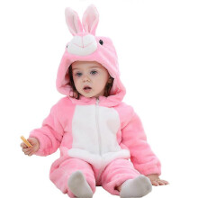 (0-6 Months, Pink) Newborn Baby Boy Girl Kids Cartoon Animal Hooded Romper Fleece Winter Warmer Jumpsuit Bodysuit