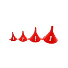 Hilka 4 Piece Funnel Set Plastic Pouring Funnels 55 To 125mm - Red