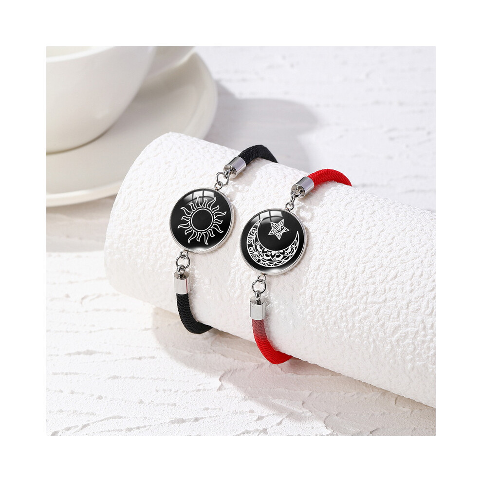 Photos - Bracelet  2 PCS/Set Stainless Steel Couples  For Women Lover Luminous Sun Moon Rope Charm(BR24Y0290-1)