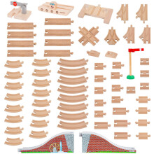 Orbrium Toys 68 Pcs Pacote de Expansão de Trilhos de Madeira Compatível com Thomas, Brio, Thomas The Tank Engine (68 Pcs)