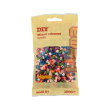 Hama 1000 Midi Beads In Bag Cylindrical Plastic Mix 58 - Multicolour