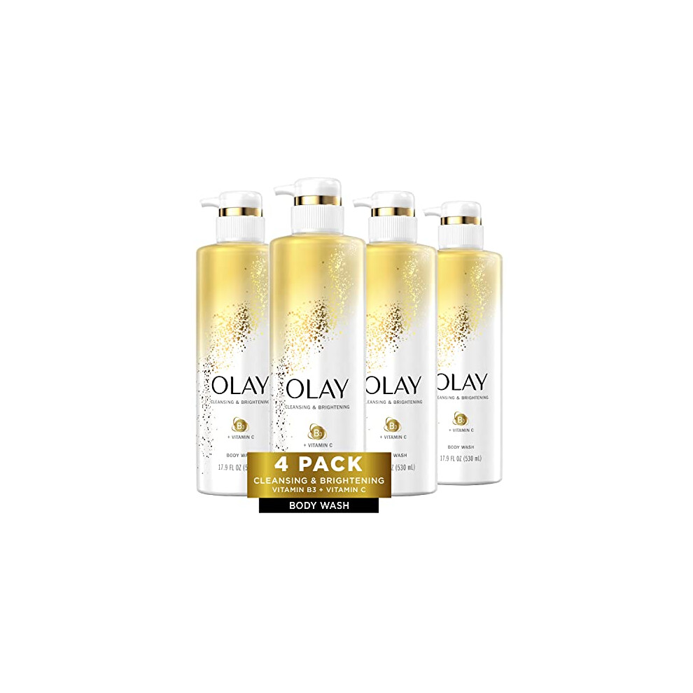 Olay Radiant Skin Body Wash With Vitamin C & B3, Cleansing & Brightening, 17.9 Fl Oz (Pack Of 4)